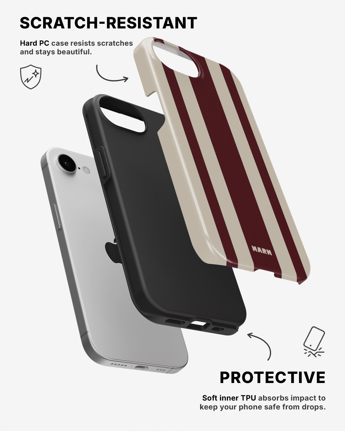 iPhone 7 / iPhone 8 Tough Case – Bordeaux Stripe - View 2