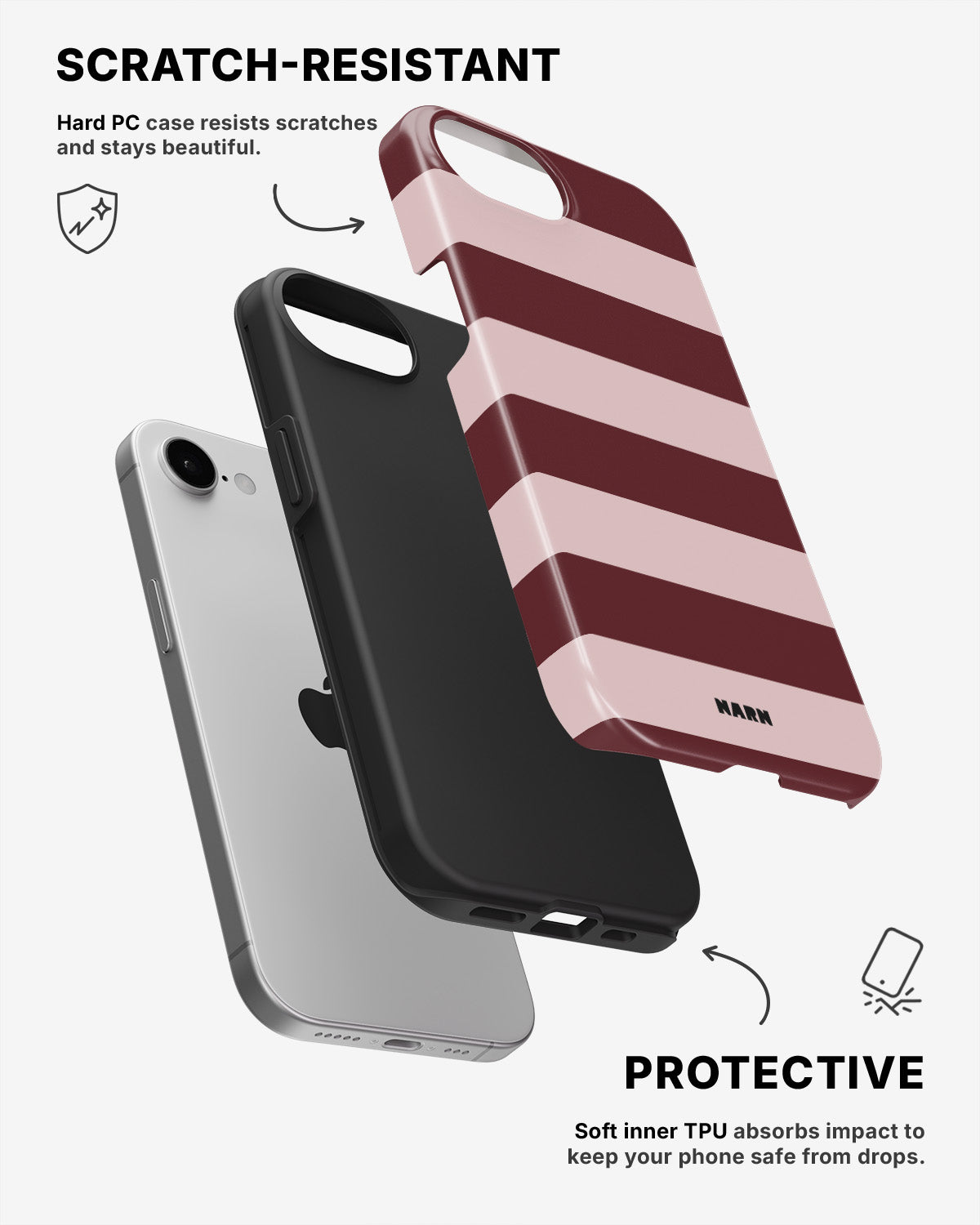 iPhone 7 / iPhone 8 Tough Case – Cranberry Stripe - View 2