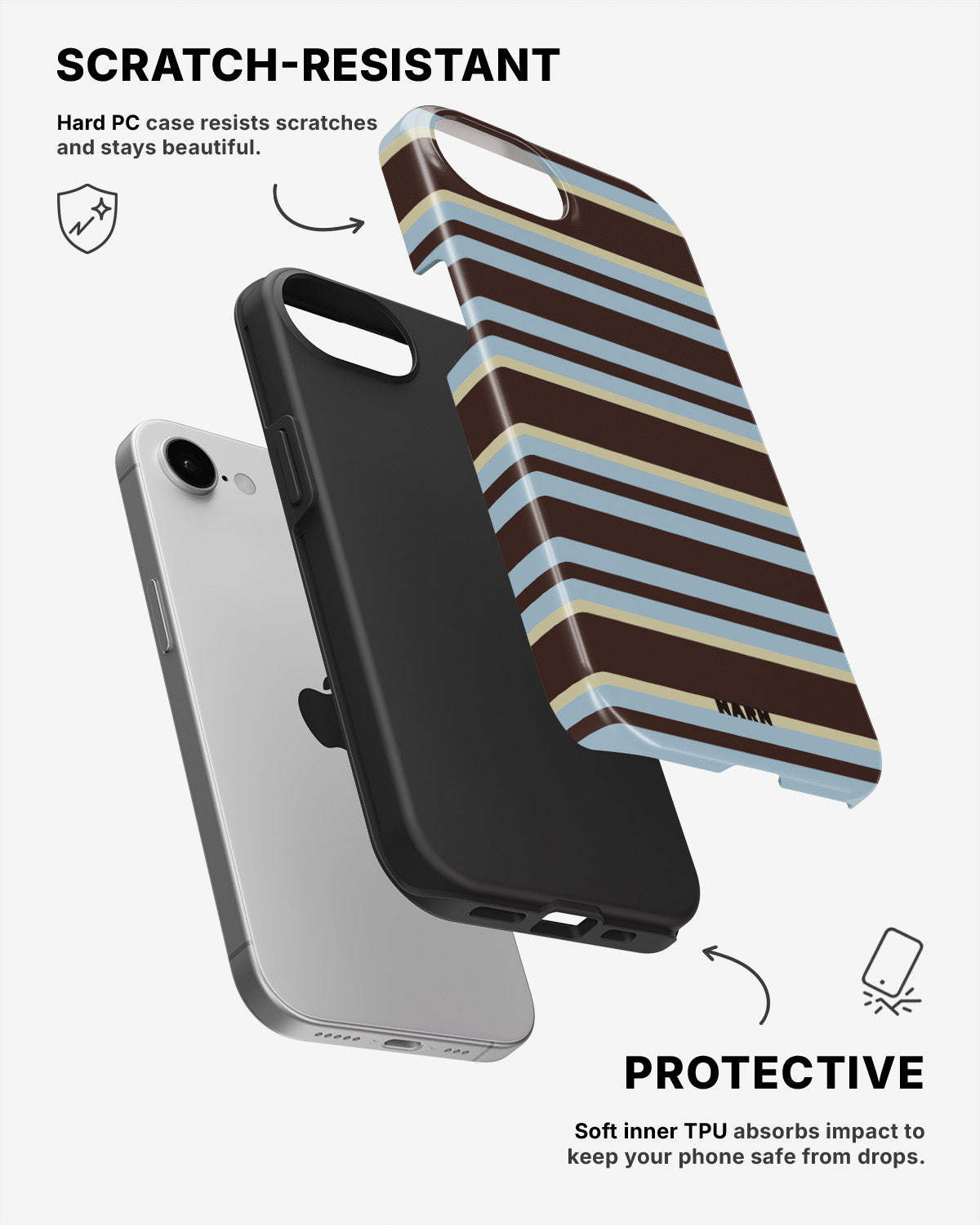 iPhone 7 / iPhone 8 Tough Case – Latte Lines - View 2