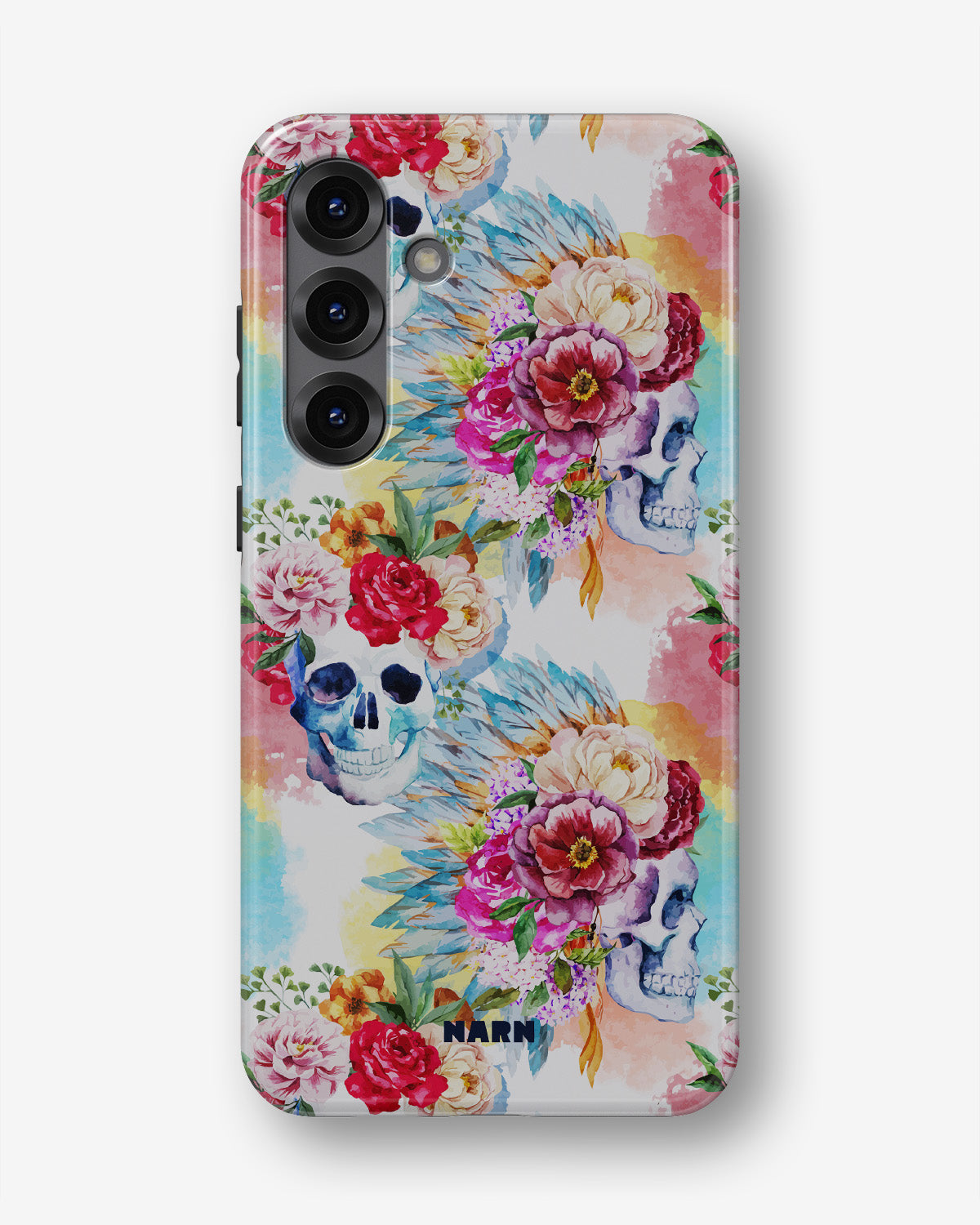 Samsung Galaxy A56 Tough Case – Flowered Skulls - View 1