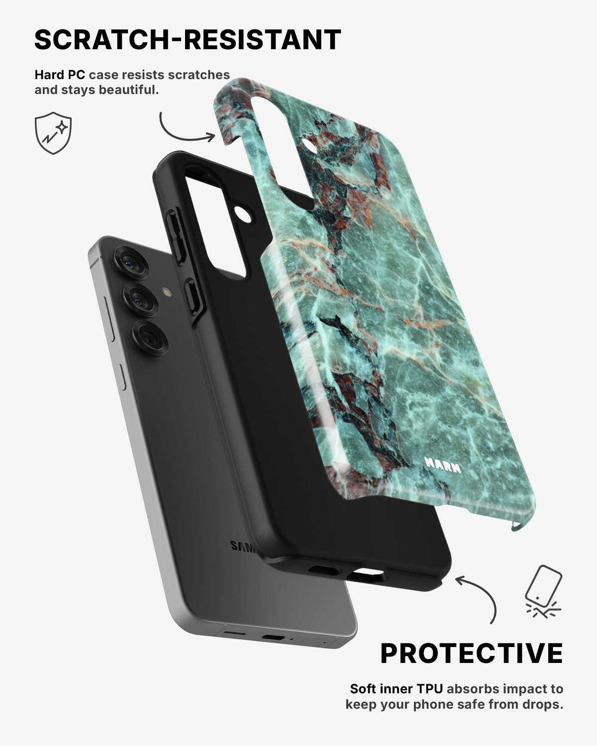 Samsung Galaxy A56 Tough Case – Green Marble - View 2