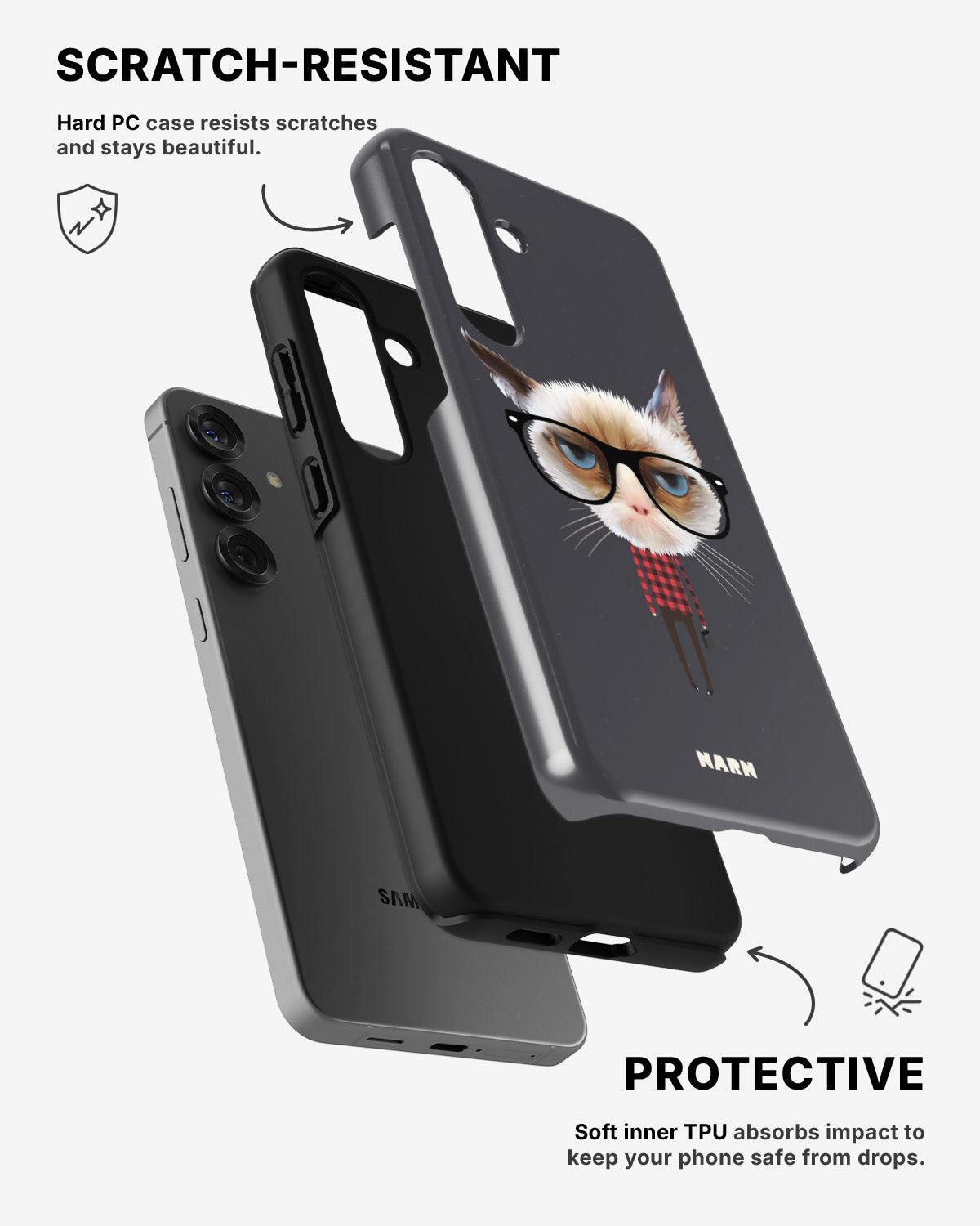 Samsung Galaxy A56 Tough Case – Hipster Cat - View 2