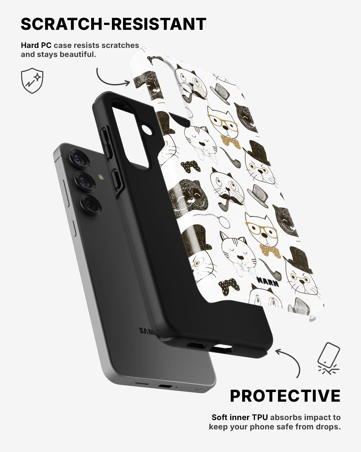 Samsung Galaxy A56 Tough Case – Cartoon Cats - View 2