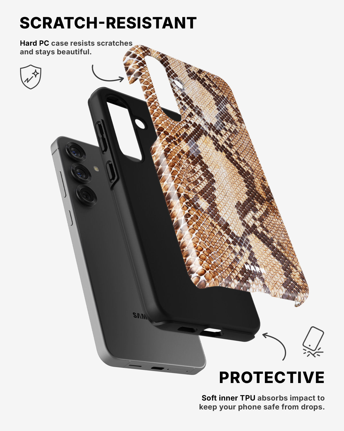Samsung Galaxy A56 Tough Case – Brown Snakeskin - View 2