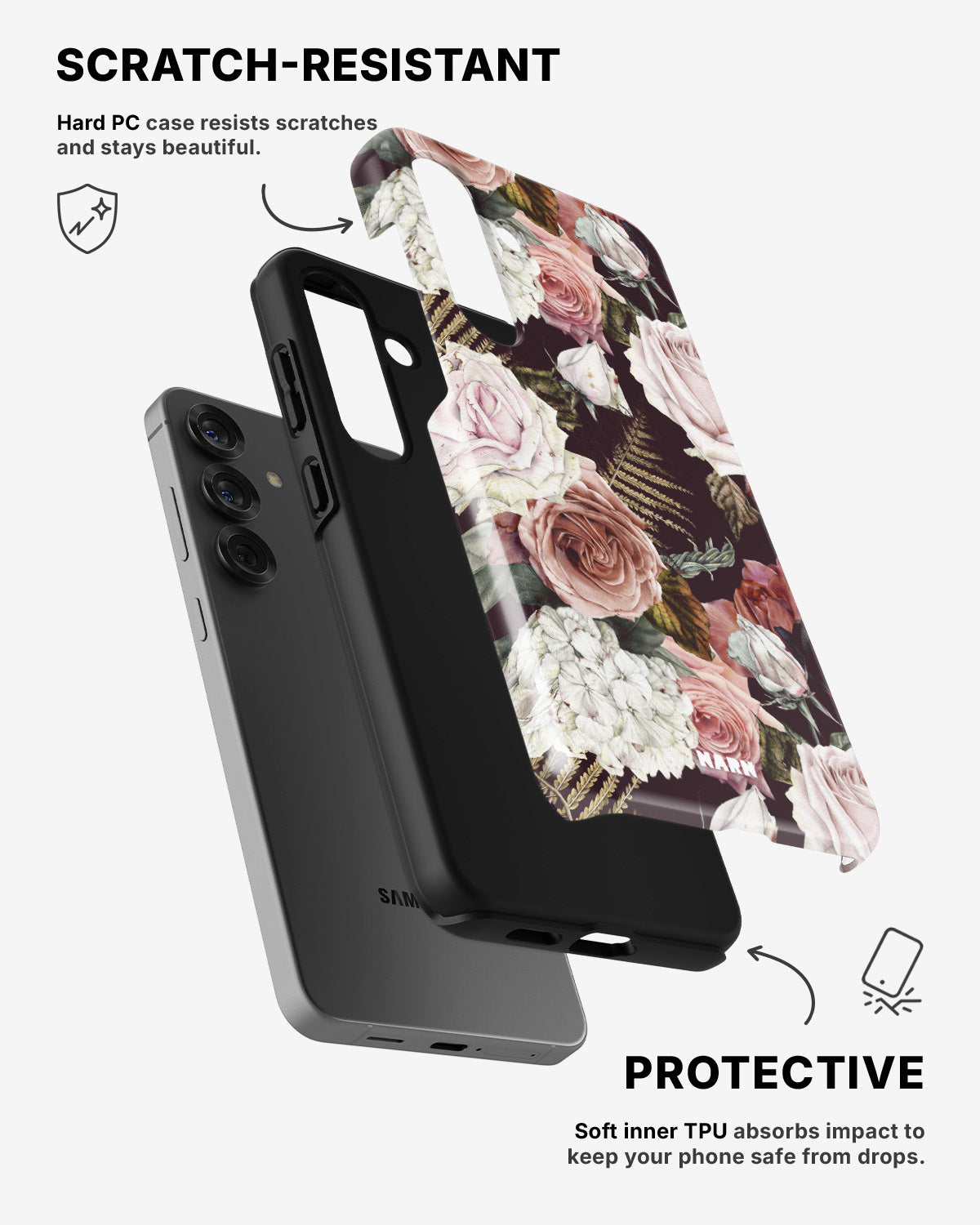 Samsung Galaxy A56 Tough Case – Midnight Roses - View 2