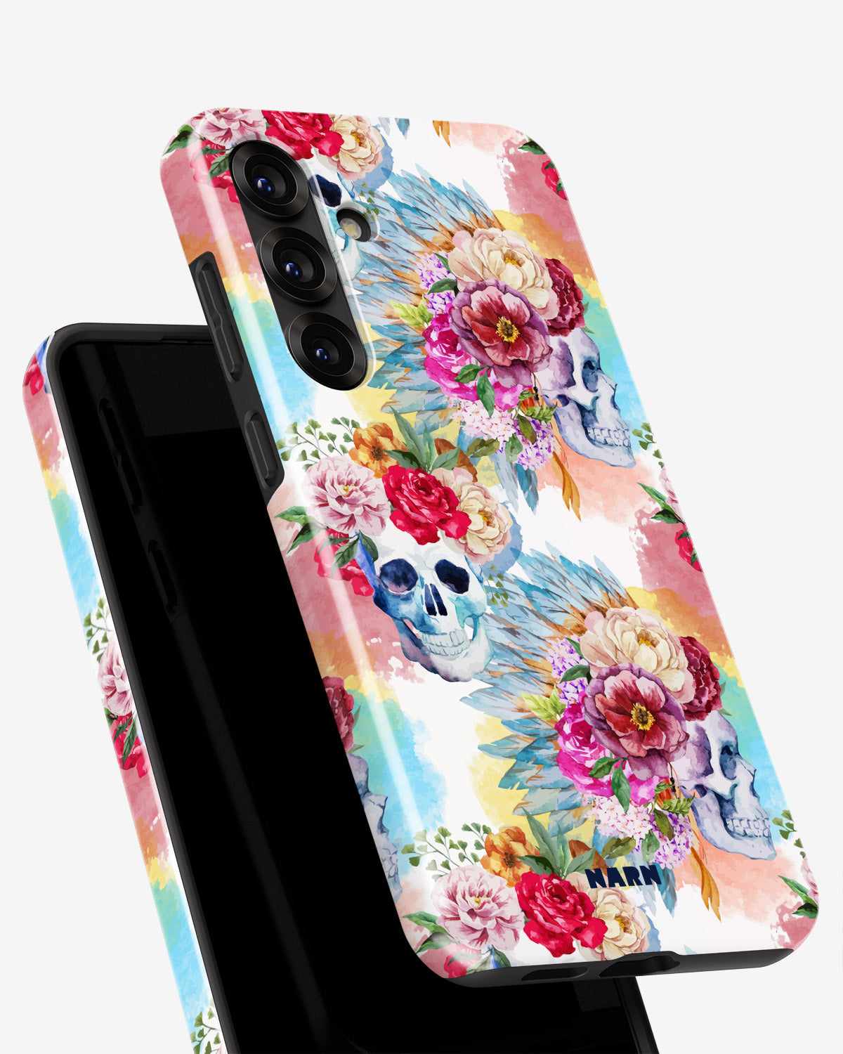 Samsung Galaxy A56 Tough Case – Flowered Skulls - View 4