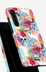 Samsung Galaxy A56 Tough Case – Flowered Skulls - View 4
