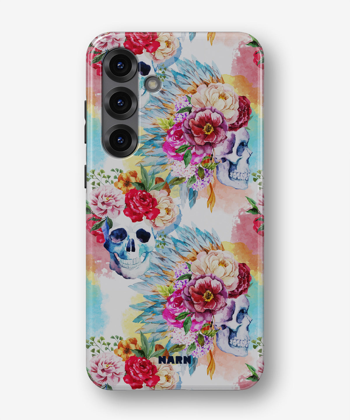 Samsung Galaxy A36 Tough Case – Flowered Skulls - View 1