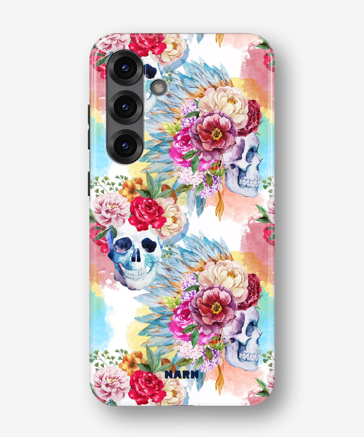 Samsung Galaxy A36 Tough Case – Flowered Skulls - View 1