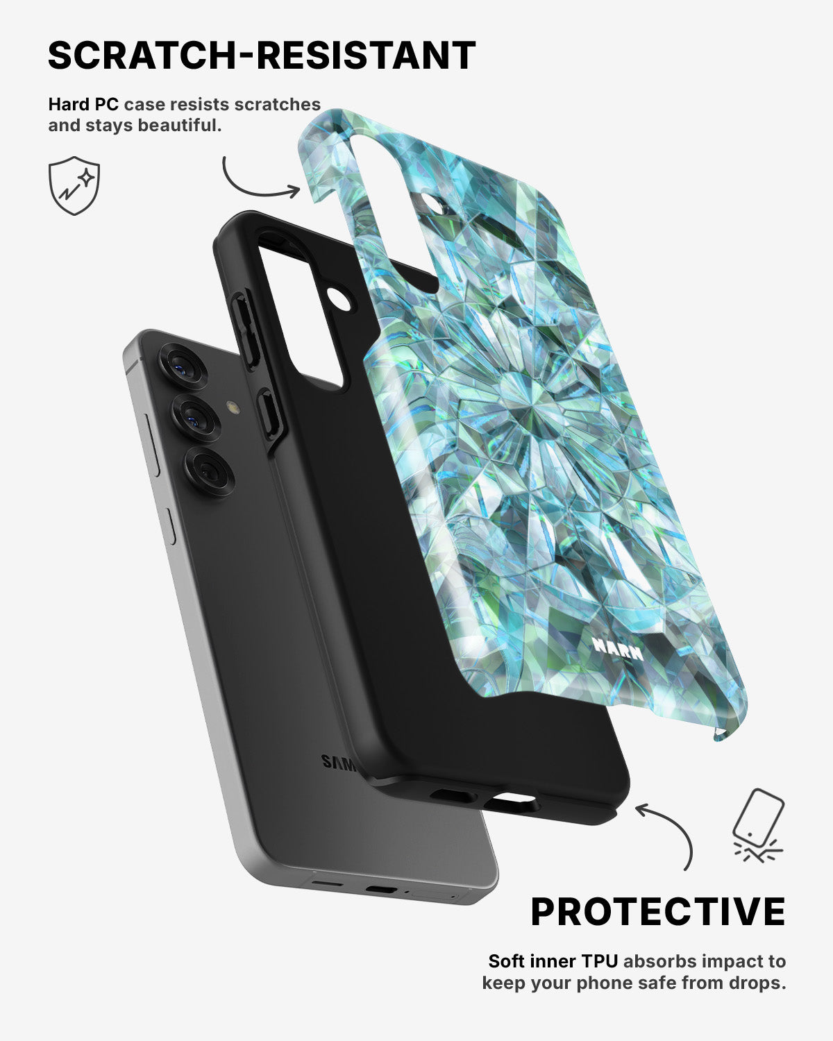 Samsung Galaxy A36 Tough Case – Green Crystals - View 2