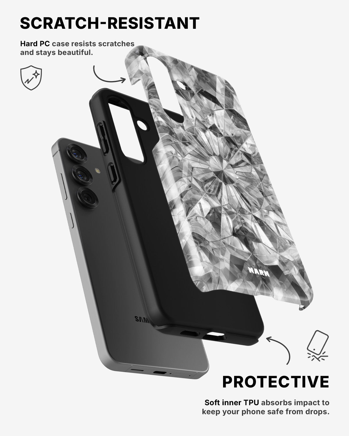 Samsung Galaxy A36 Tough Case – Grey Crystals - View 2