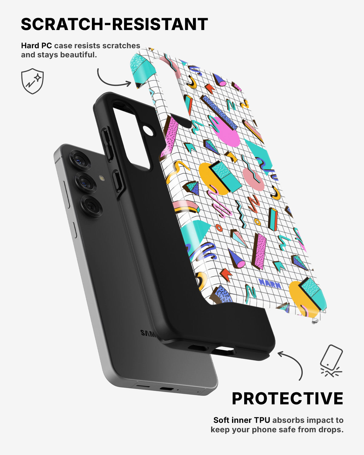 Samsung Galaxy A36 Tough Case – 80s Memphis - View 2