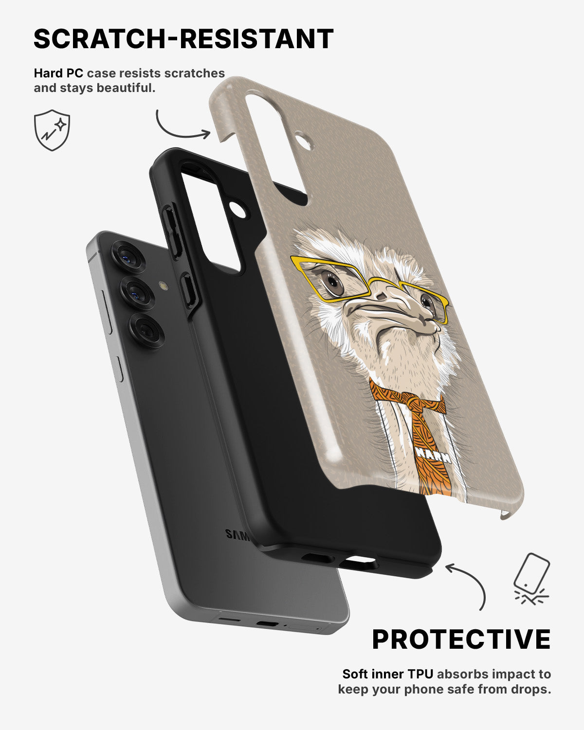 Samsung Galaxy A36 Tough Case – Hipster Ostrich - View 2