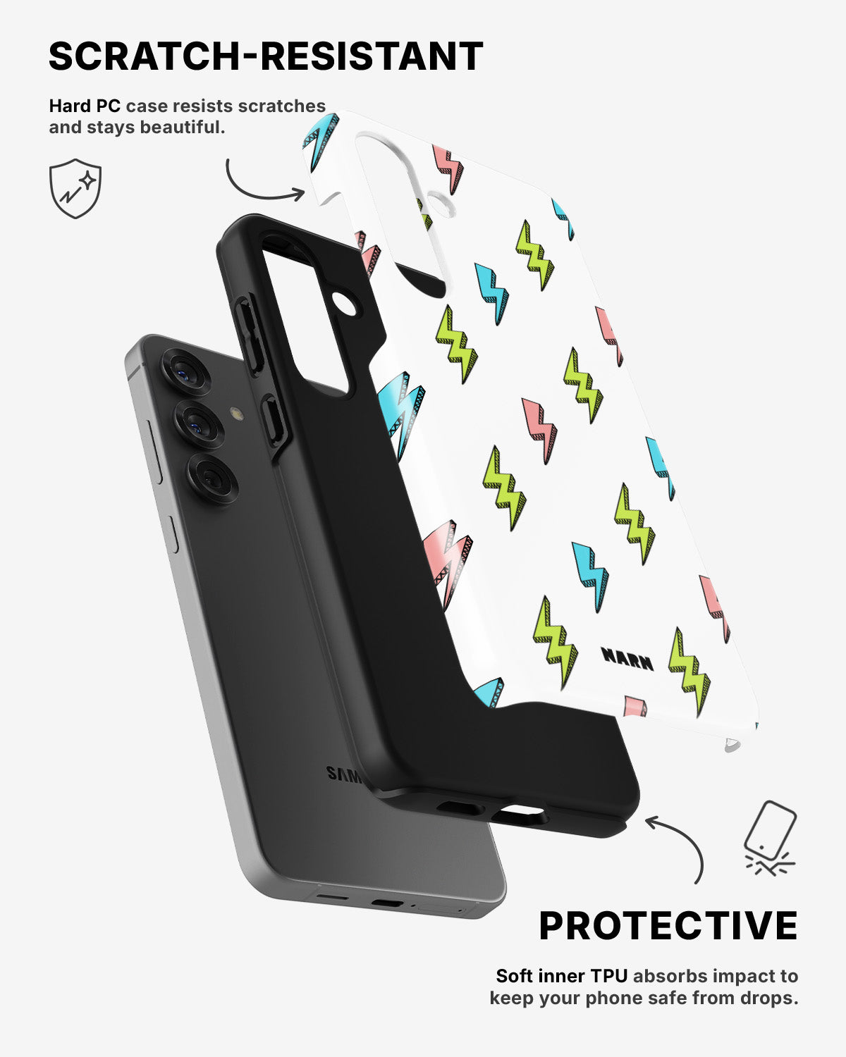 Samsung Galaxy A36 Tough Case – Lightning Bolts - View 2