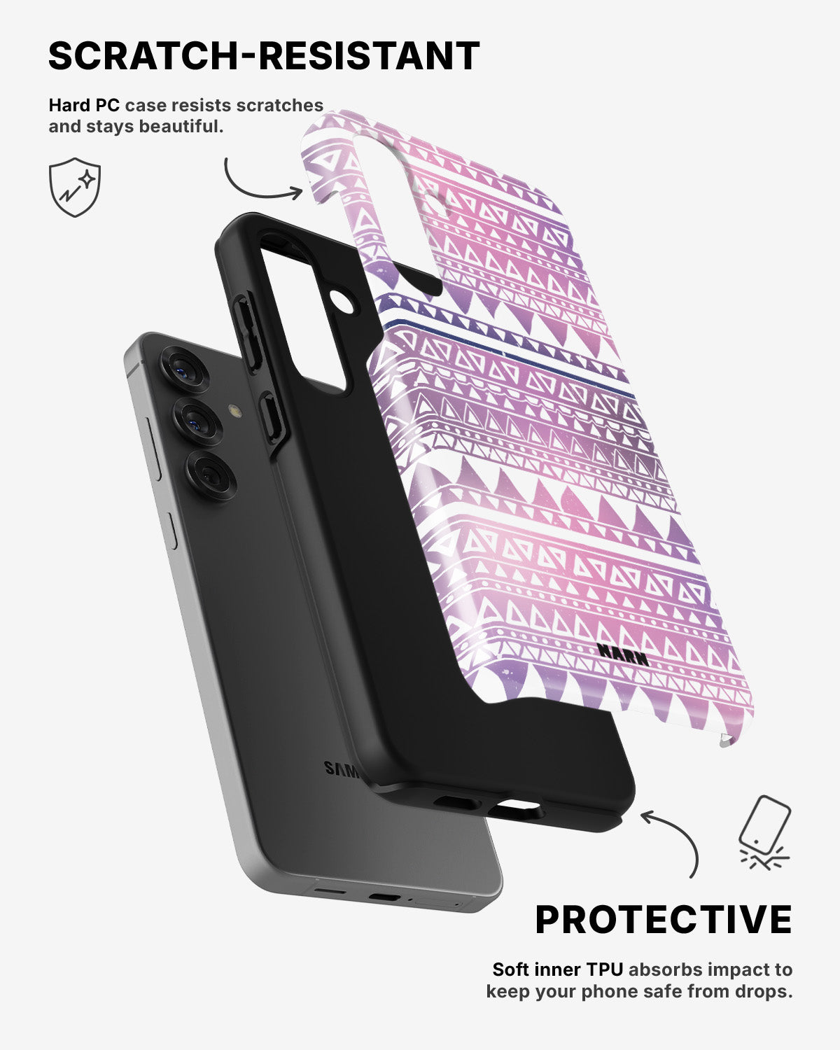Samsung Galaxy A36 Tough Case – Purple Aztec - View 2