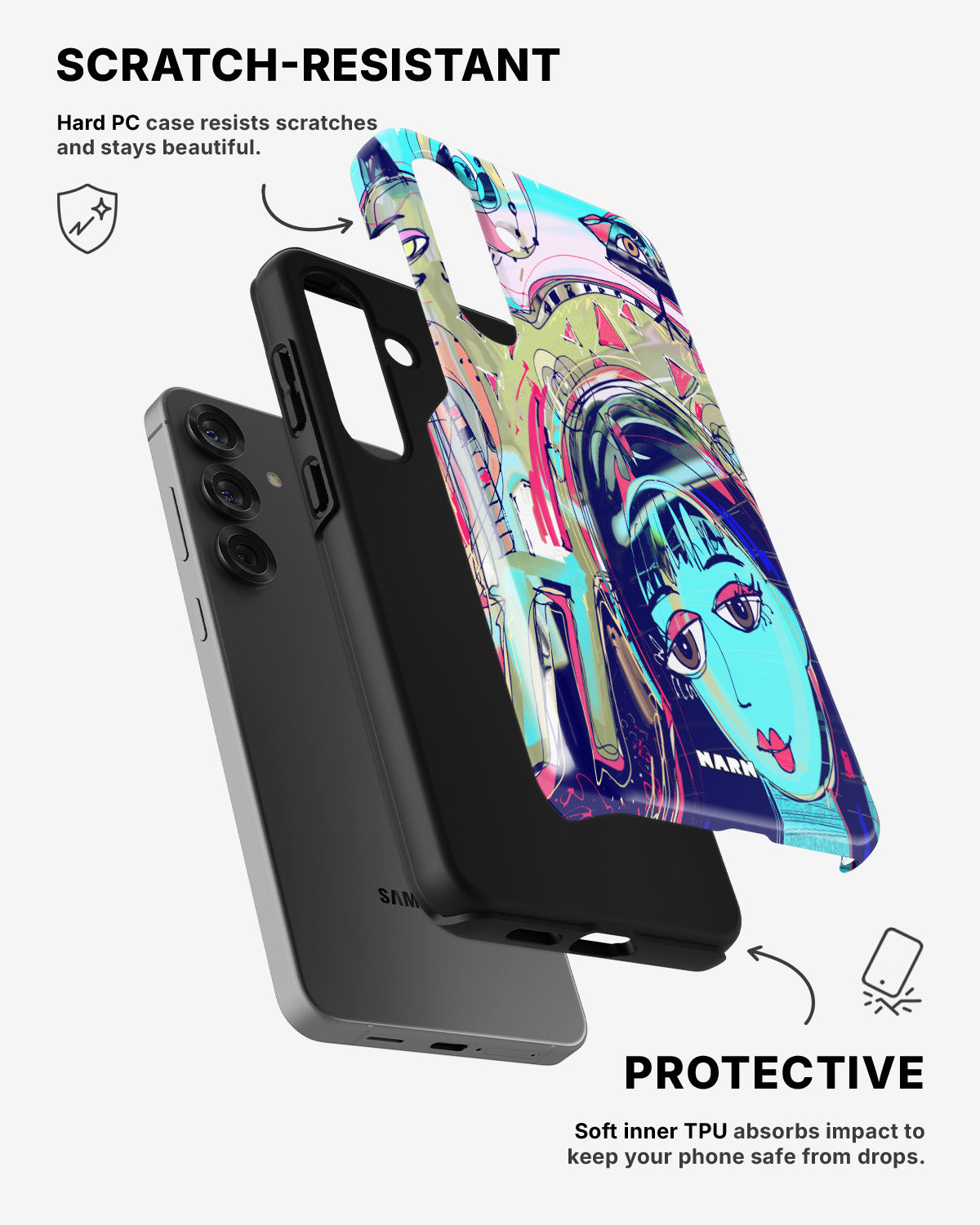 Samsung Galaxy A36 Tough Case – Abstract Cat - View 2
