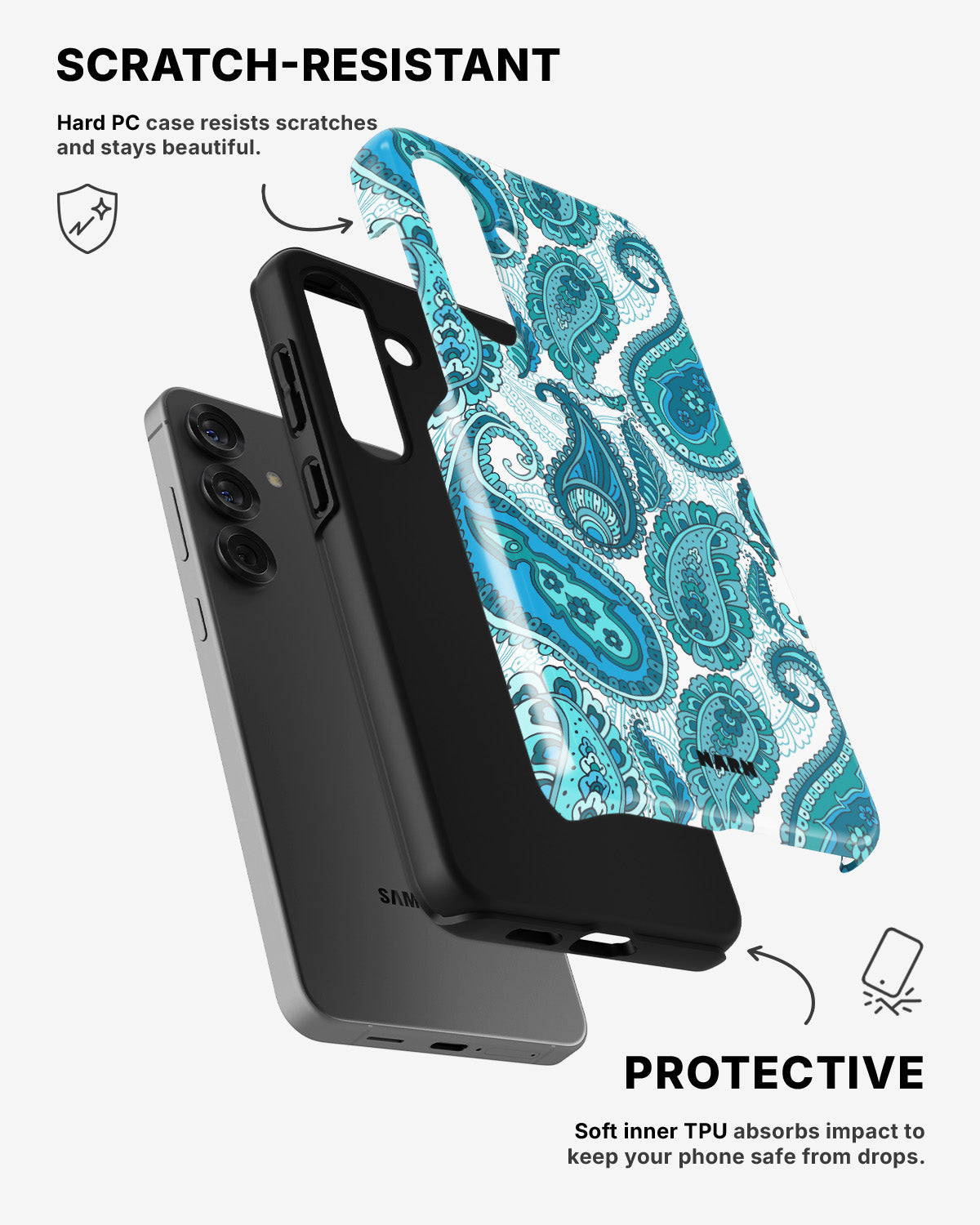 Samsung Galaxy A36 Tough Case – Turquoise Paisley - View 2