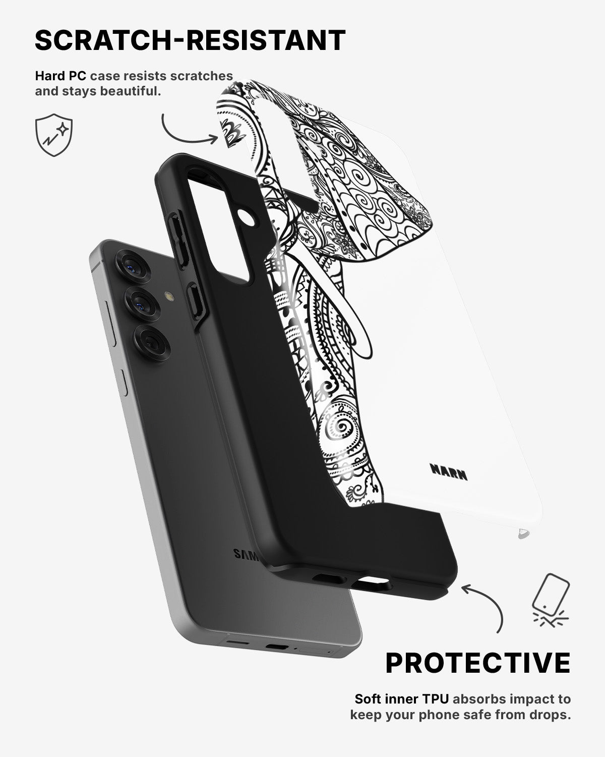 Samsung Galaxy A36 Tough Case – Mandala Elephant - View 2