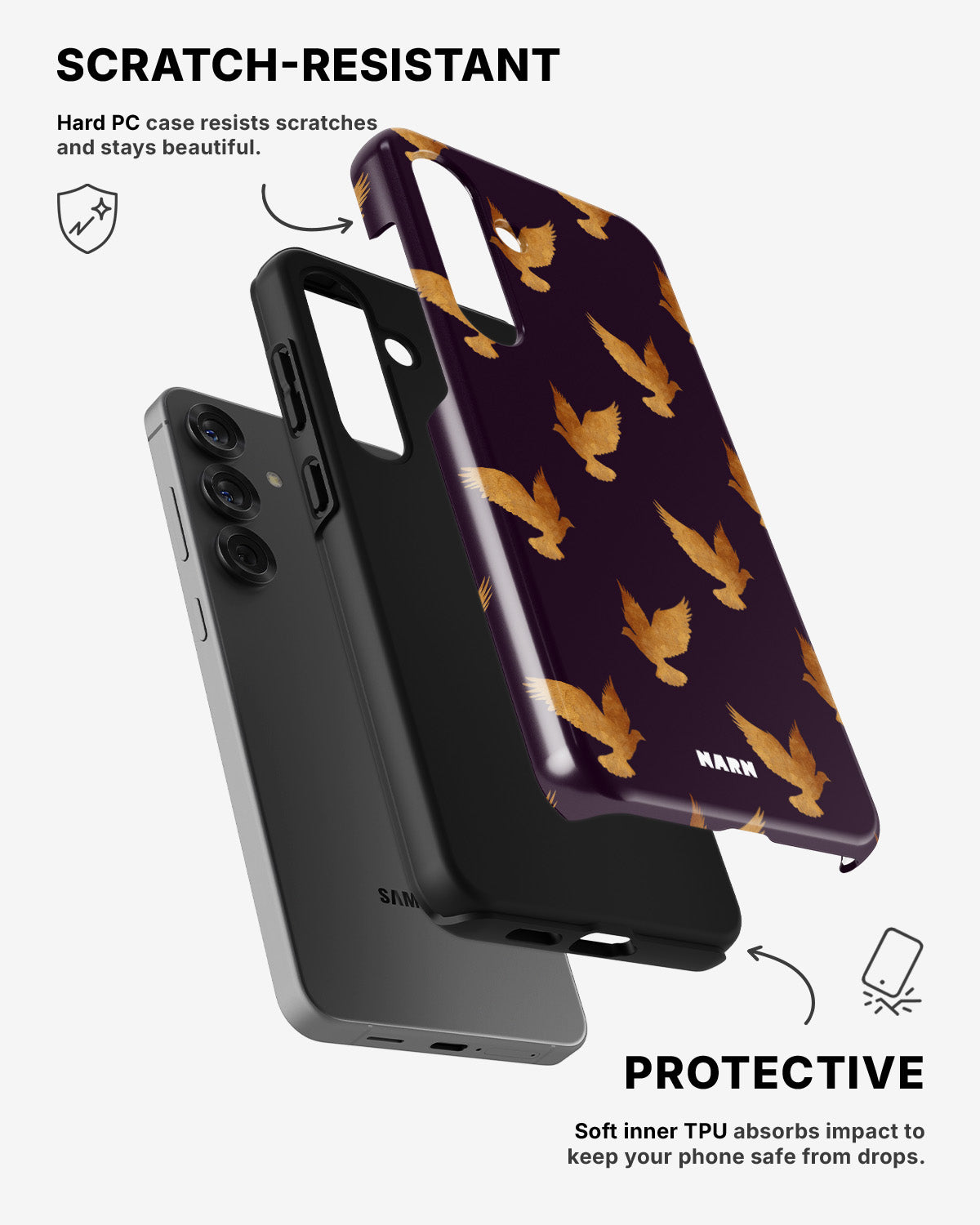 Samsung Galaxy A36 Tough Case – Royal Doves - View 2