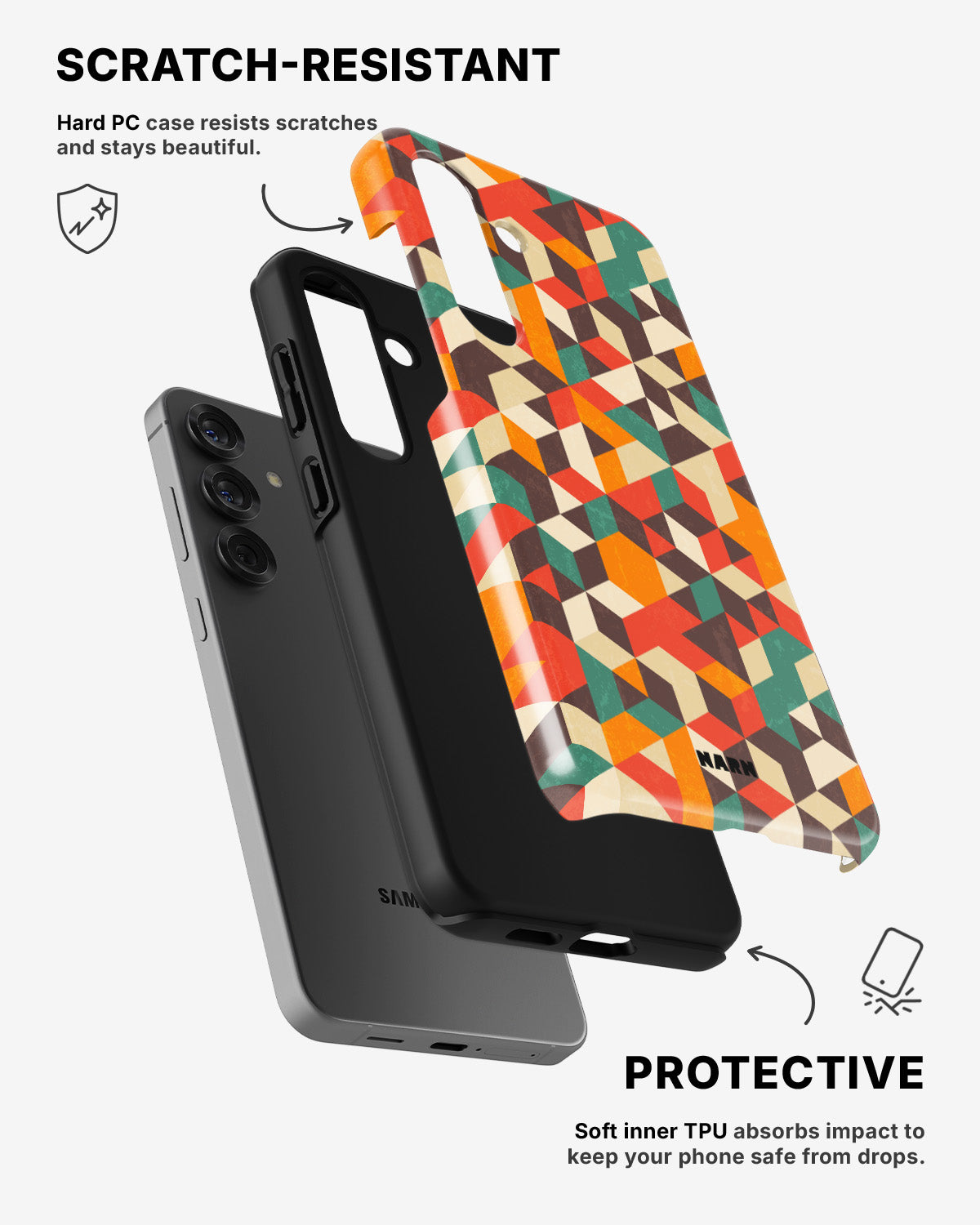 Samsung Galaxy A36 Tough Case – Retro Geometric - View 2