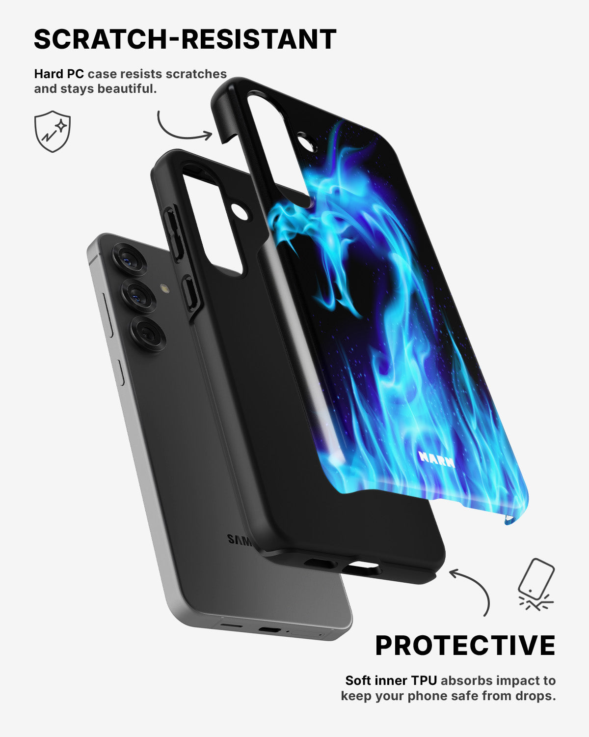 Samsung Galaxy A36 Tough Case – Blue Flames Dragon - View 2