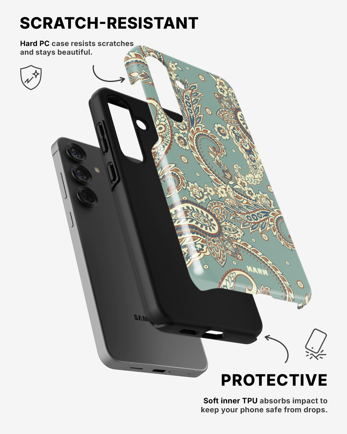 Samsung Galaxy A36 Tough Case – Paisley Green - View 2