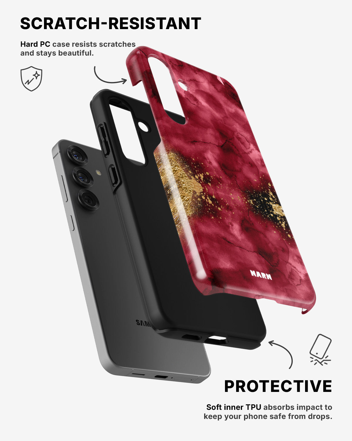 Samsung Galaxy A36 Tough Case – Burgendy Shimmer - View 2