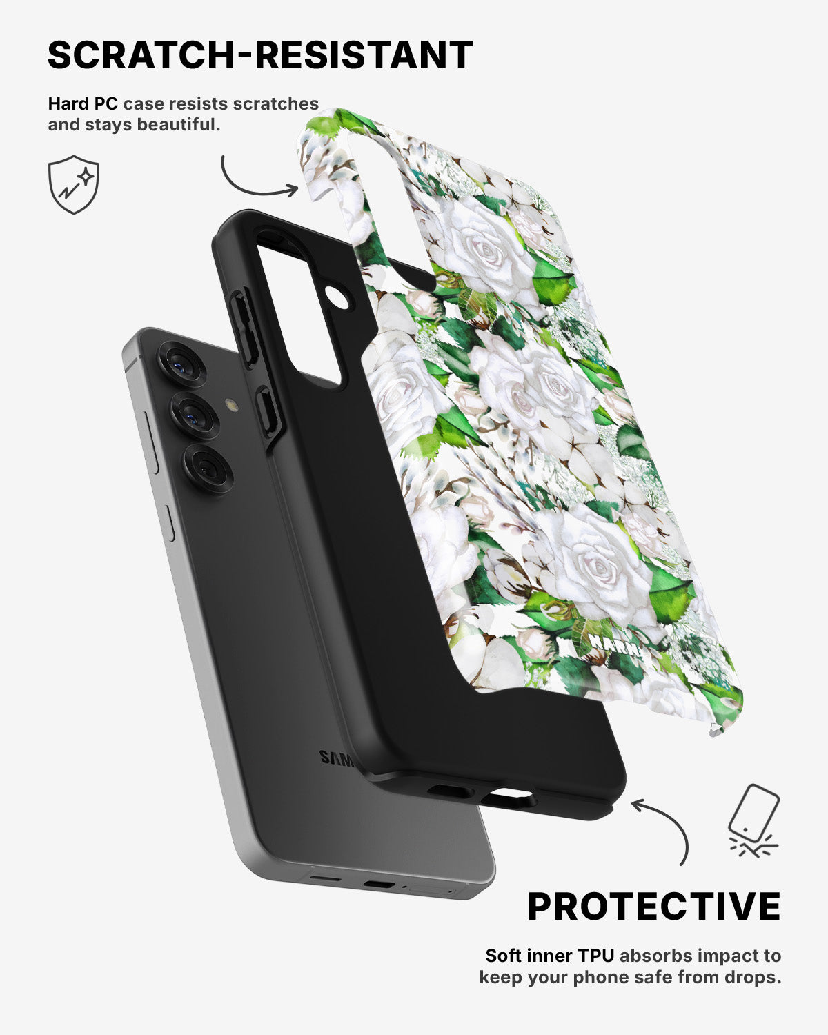 Samsung Galaxy A36 Tough Case – White Bloom - View 2
