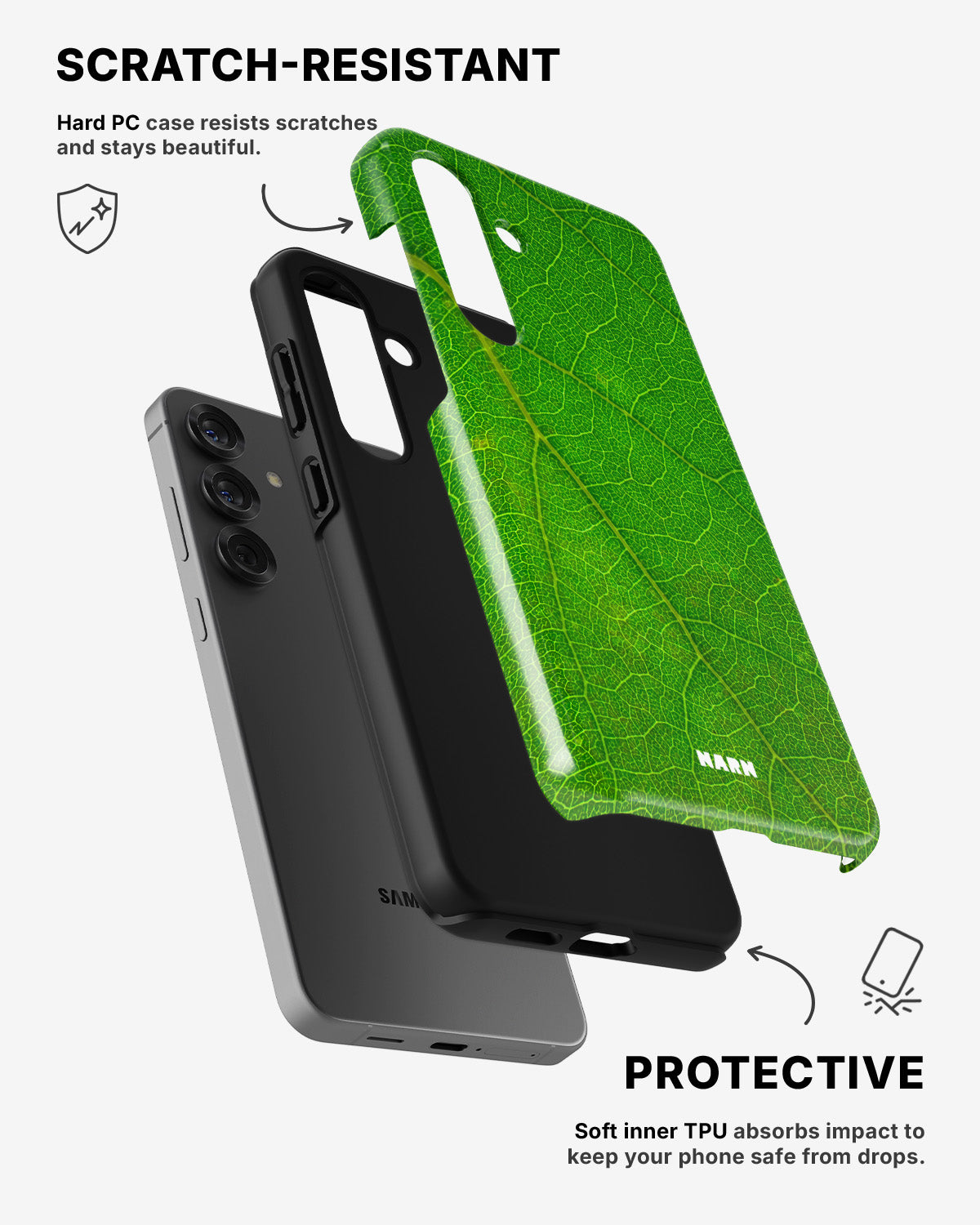 Samsung Galaxy A36 Tough Case – Green Leafy - View 2