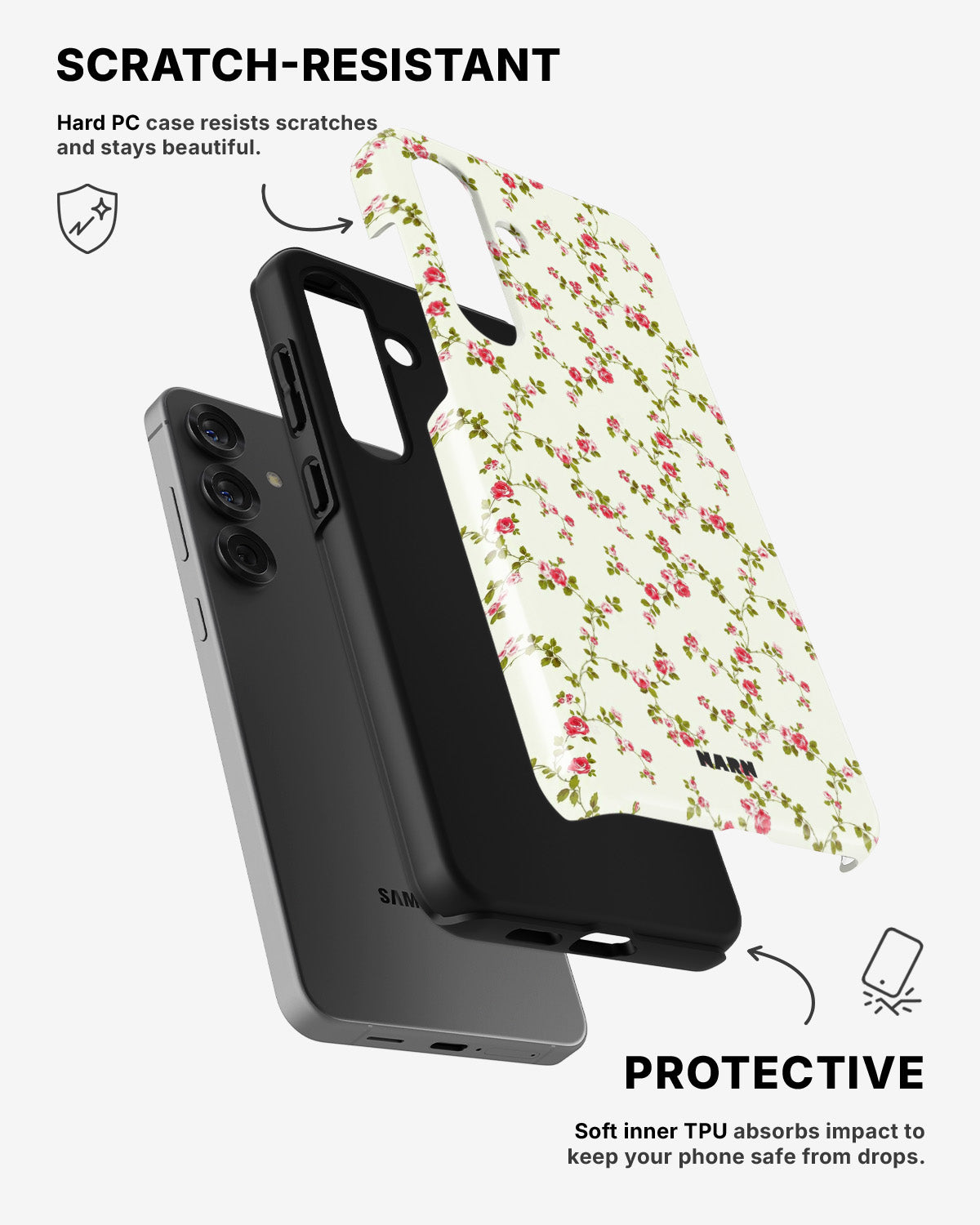 Samsung Galaxy A36 Tough Case – Vintage Rose - View 2