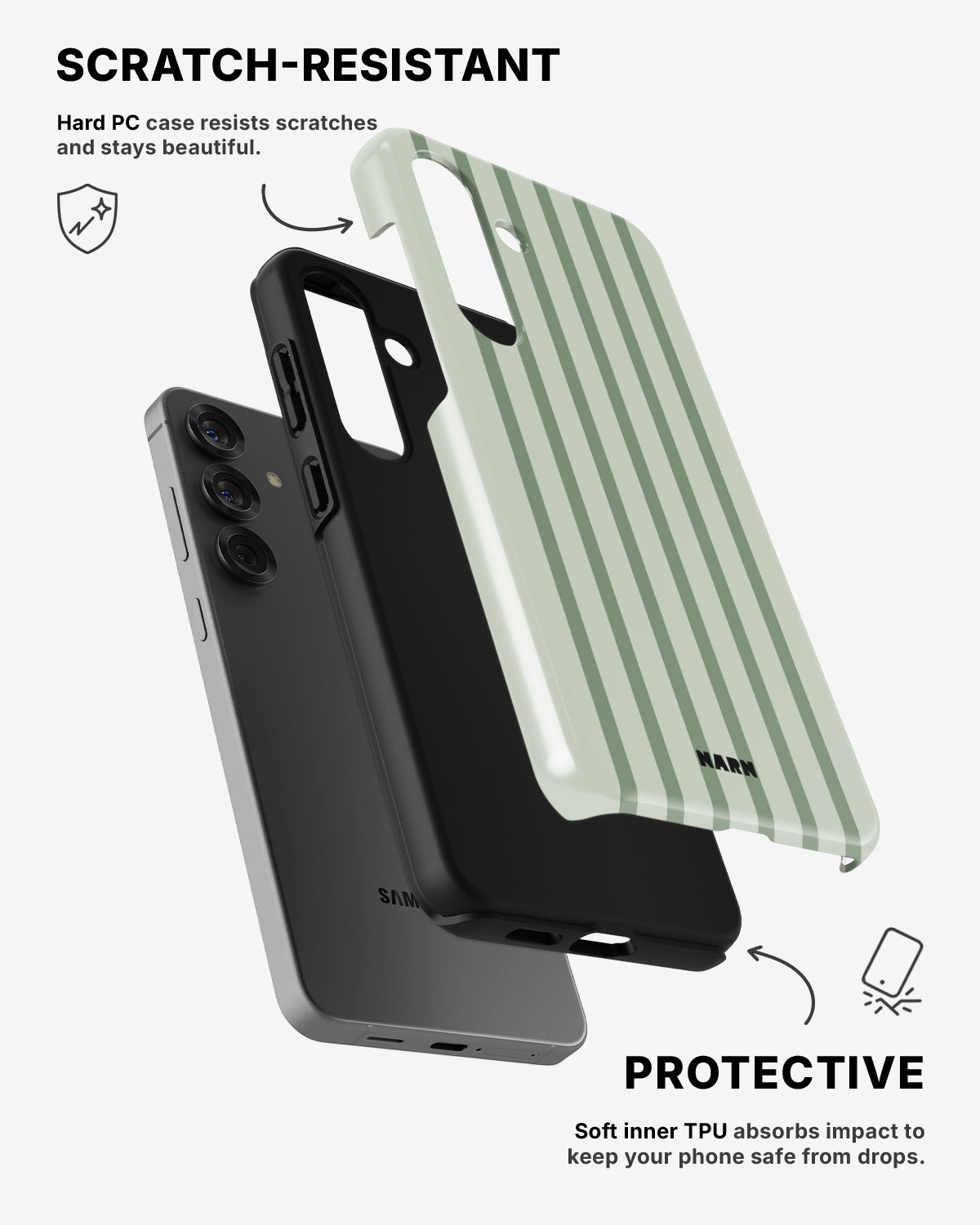 Samsung Galaxy S23 5G Tough Case – Sage Stripes - View 2