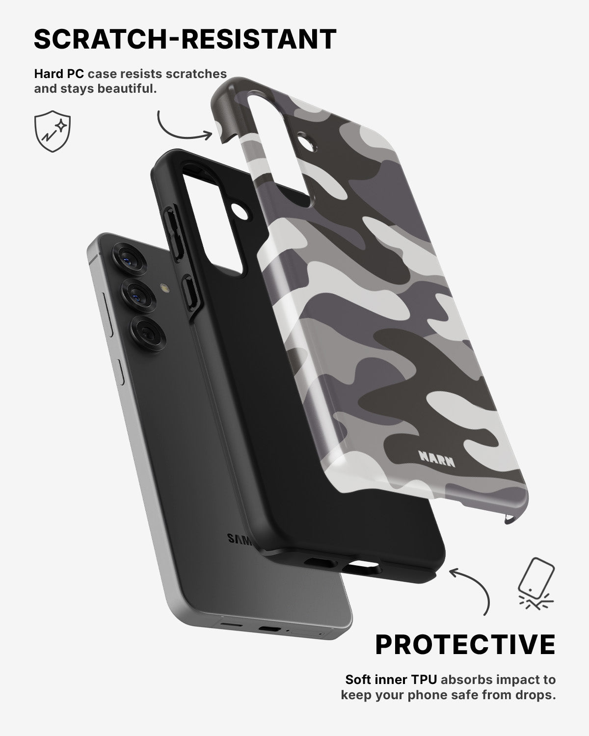 Samsung Galaxy S23 5G Tough Case – Grey Camo - View 2