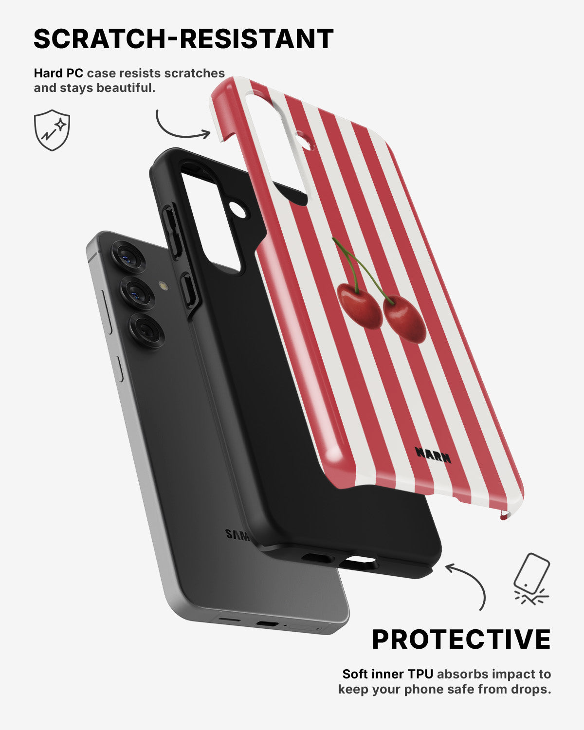 Samsung Galaxy S23 5G Tough Case – Cherry Stripes - View 2
