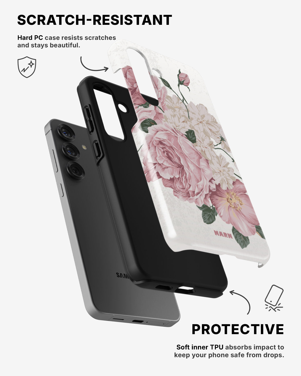 Samsung Galaxy A55 5G Tough Case – Roses - View 2