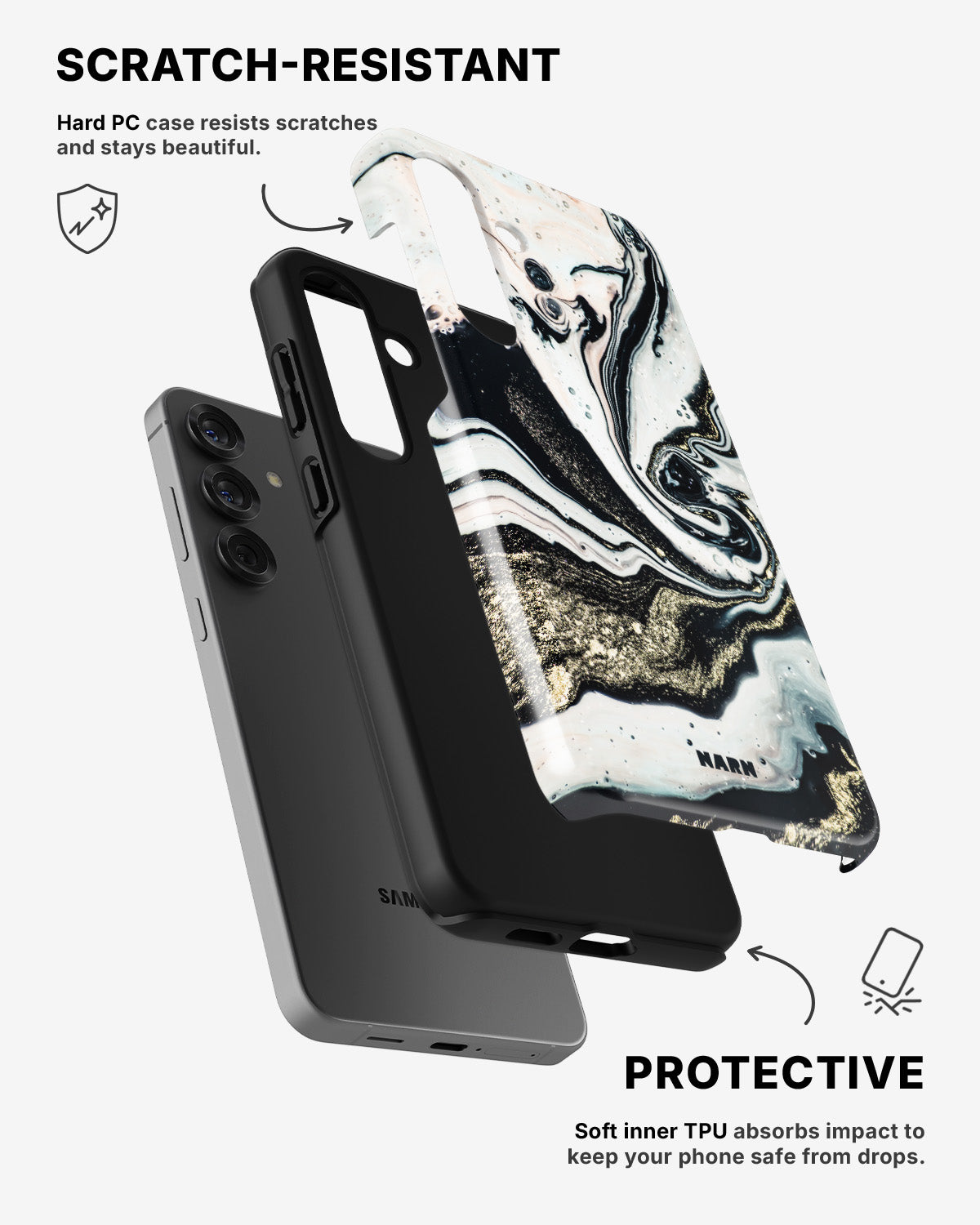 Samsung Galaxy A55 5G Tough Case – Golden Swirl - View 2