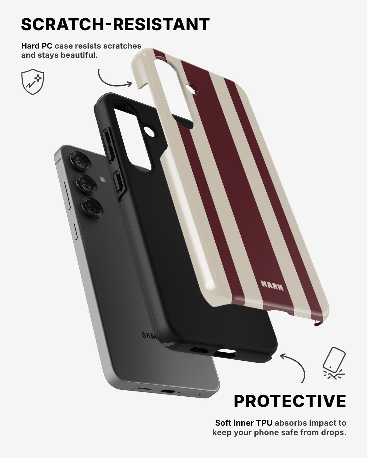 Samsung Galaxy A55 5G Tough Case – Bordeaux Stripe - View 2