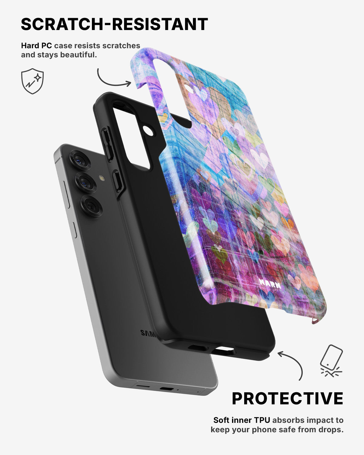 Samsung Galaxy A54 5G Tough Case – Purple Hearts - View 2