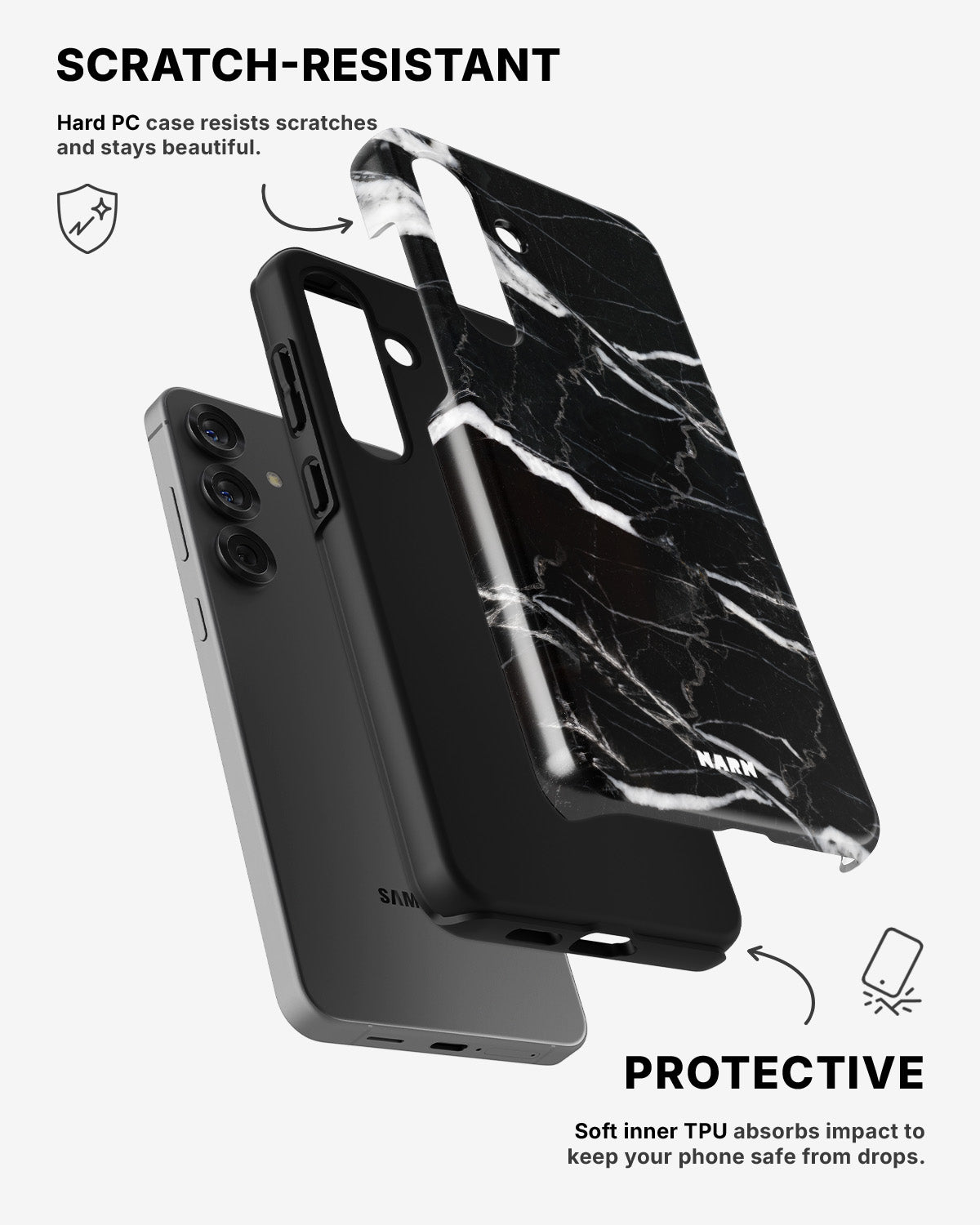 Samsung Galaxy A54 5G Tough Case – Black Marble - View 2