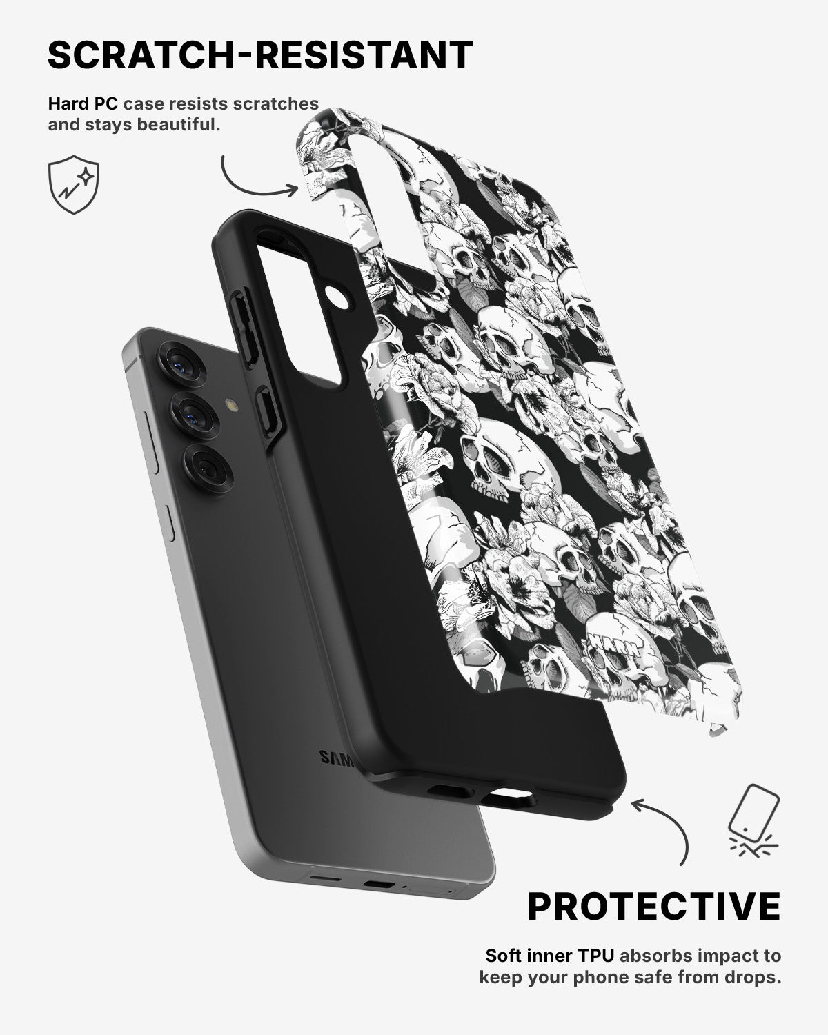Samsung Galaxy A54 5G Tough Case – Skull Garden - View 2