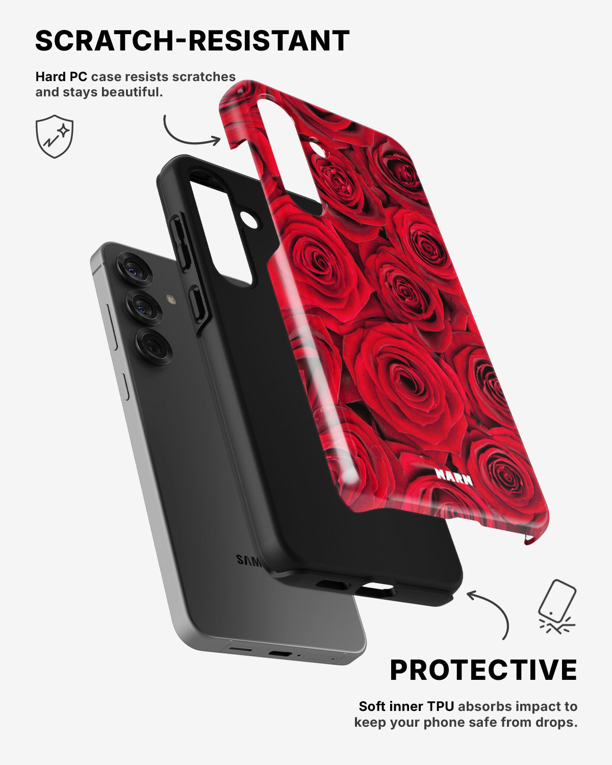 Samsung Galaxy A54 5G Tough Case – Red Roses - View 2