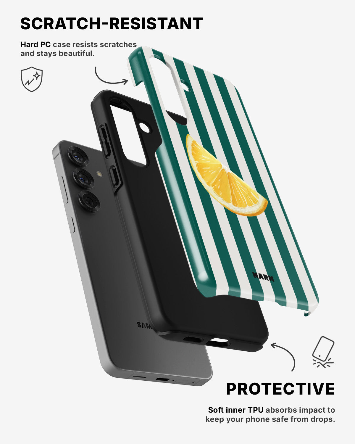 Samsung Galaxy A54 5G Tough Case – Lemon Stripes - View 2