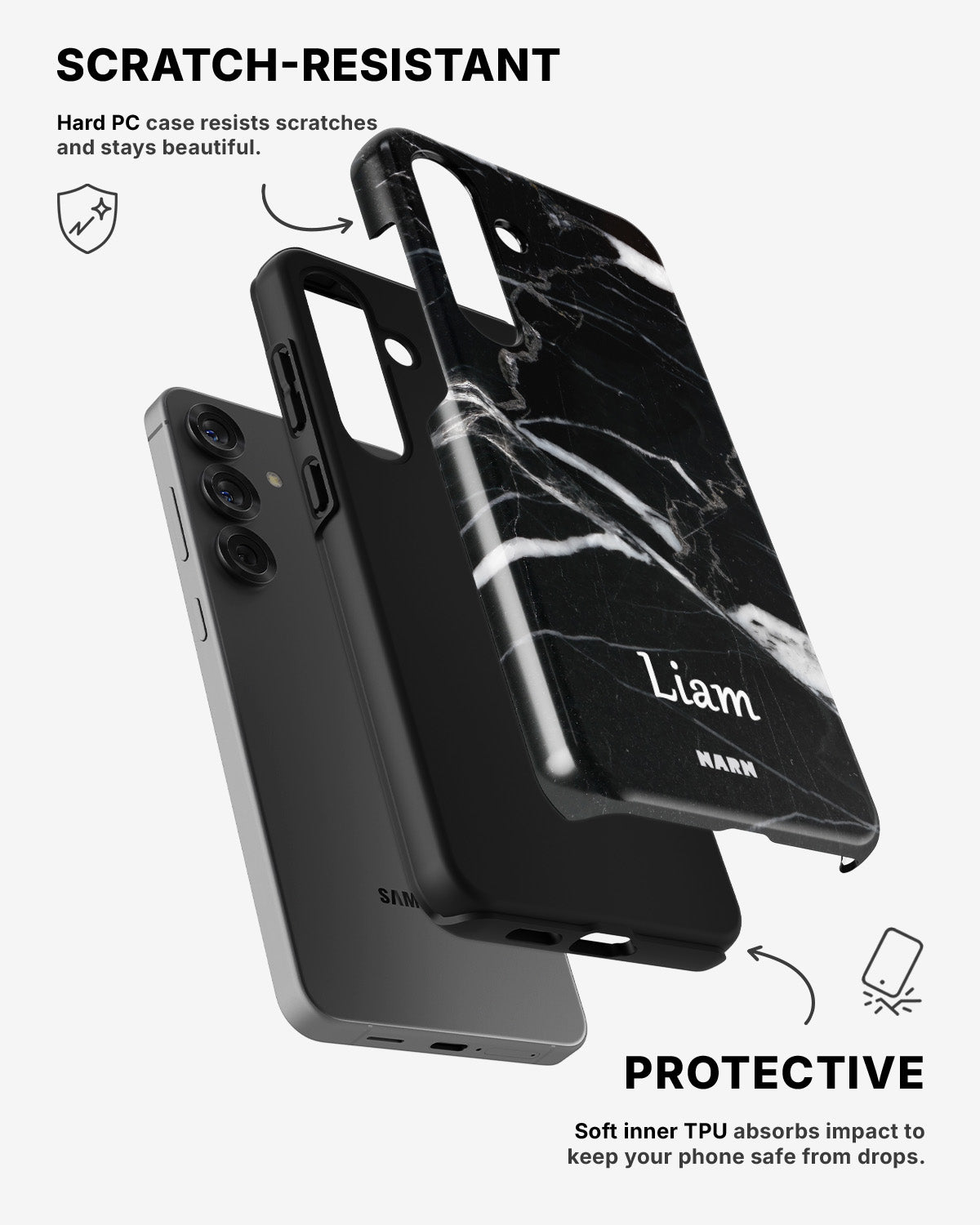 Samsung Galaxy S23 Plus Tough Case – Custom - Black Marble - View 2