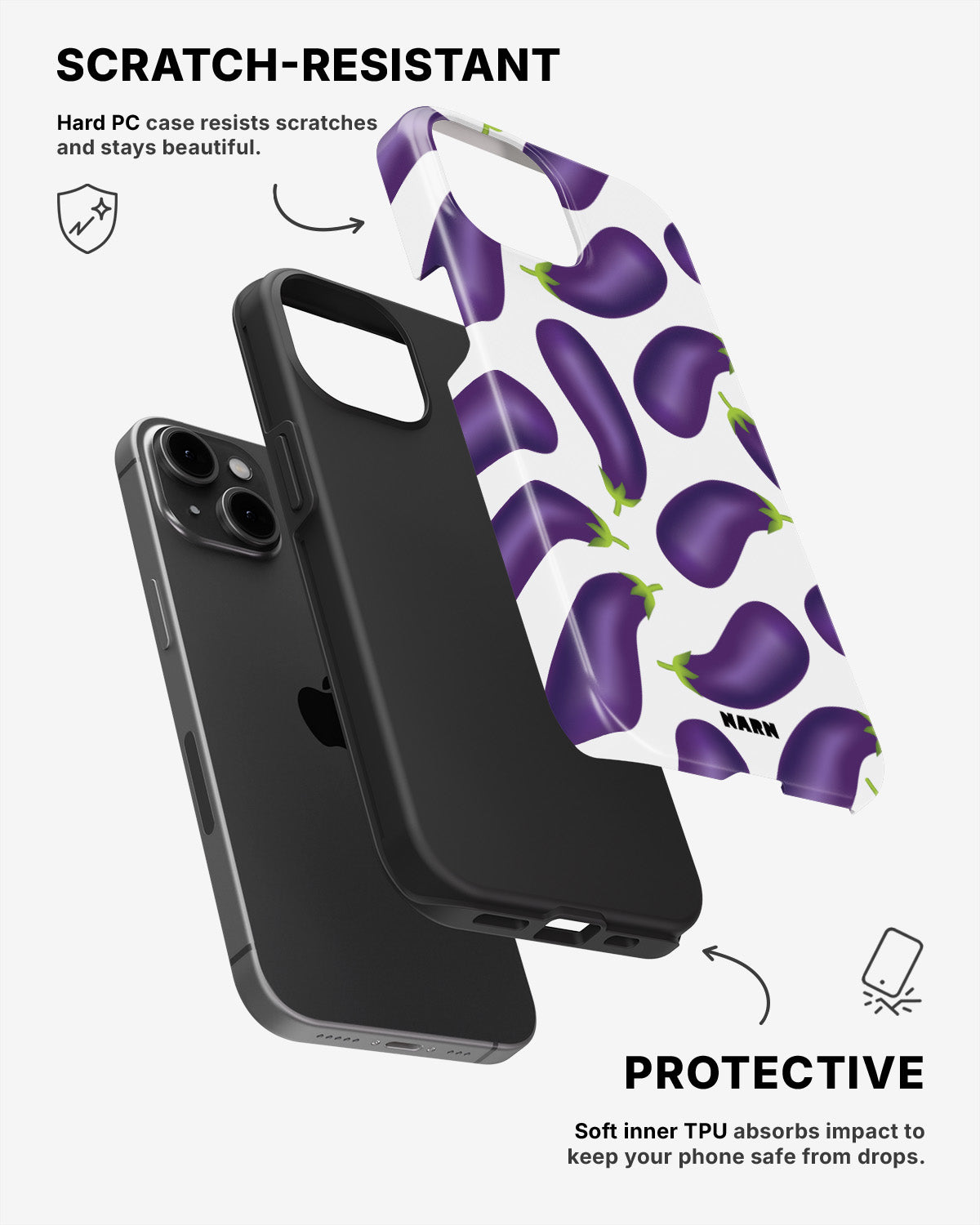iPhone 12 Mini Tough Case – Eggplant Pattern - View 2