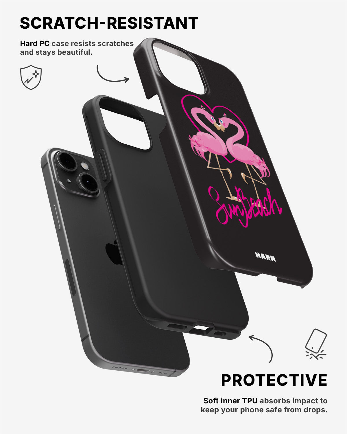 iPhone 12 Mini Tough Case – Beach Flamingo - View 2