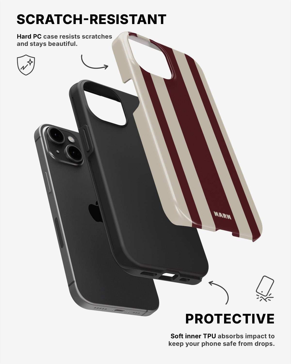 iPhone 12 Mini Tough Case – Bordeaux Stripe - View 2