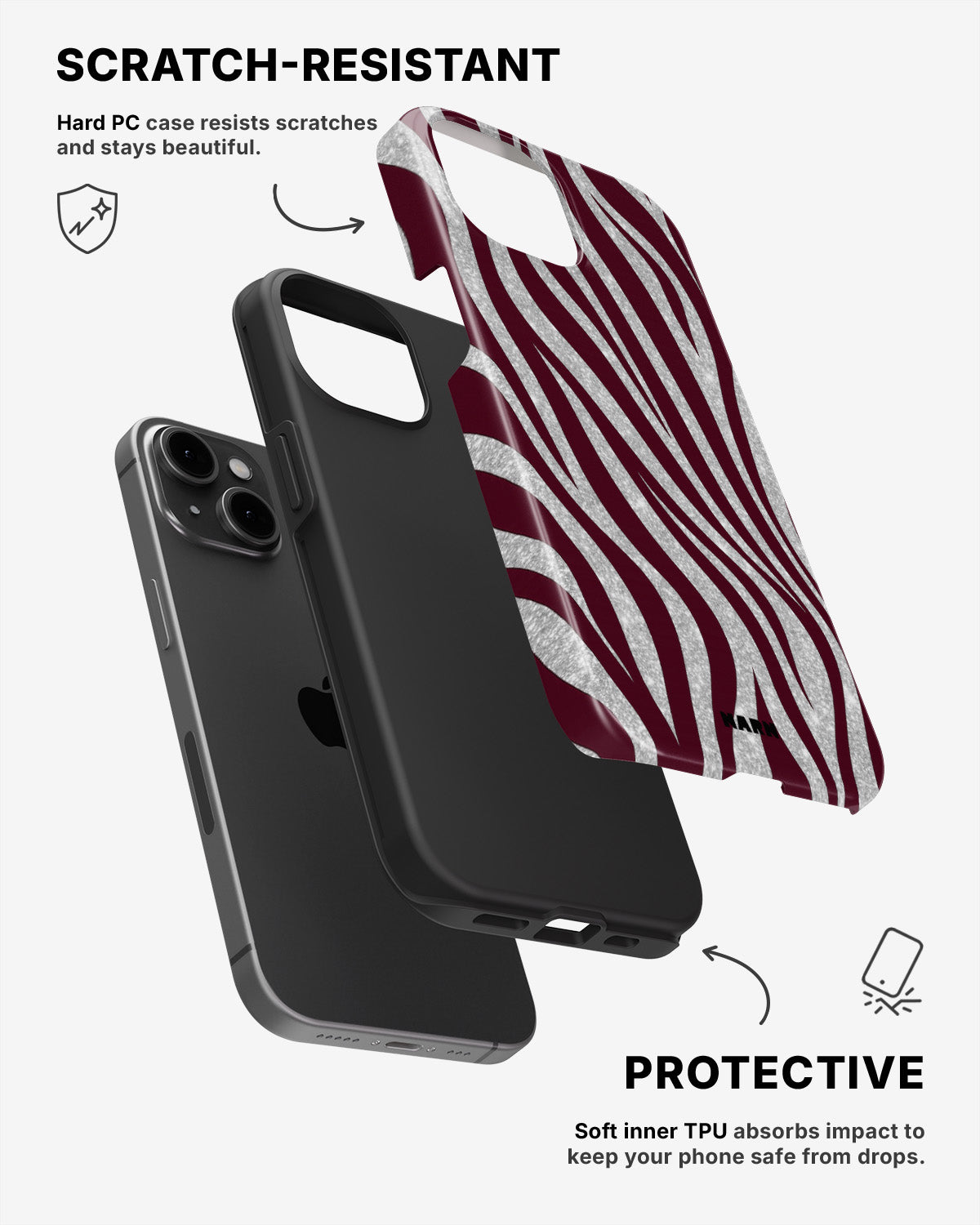 iPhone 12 Mini Tough Case – Velvet Zebra - View 2