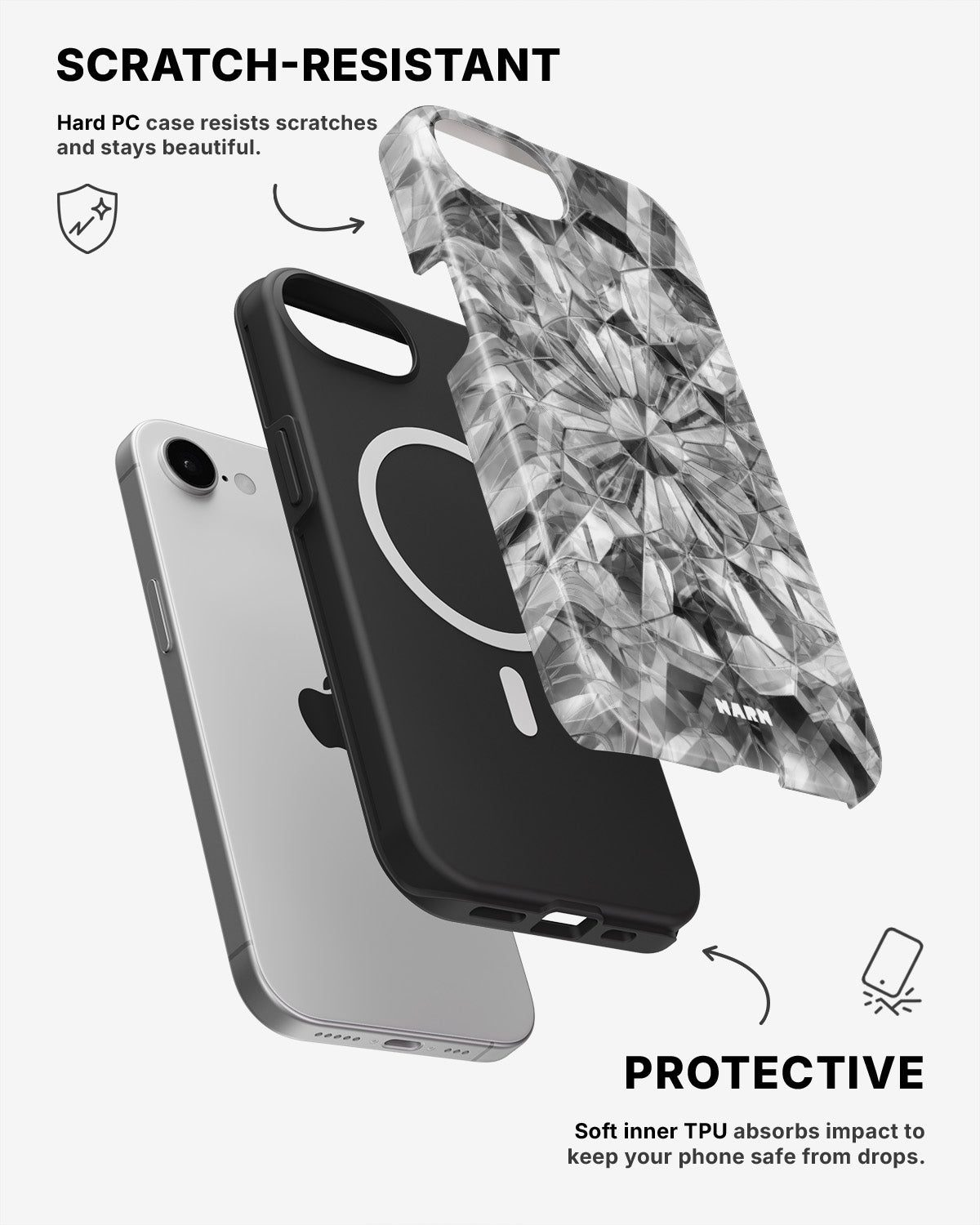 iPhone 17e Tough Case – Grey Crystals - View 2