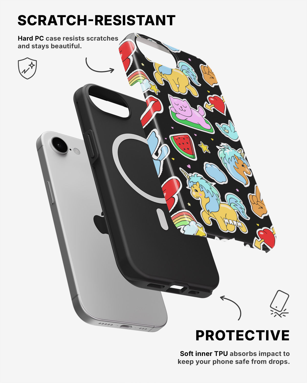 iPhone 17e Tough Case – Cute Stickers - View 2