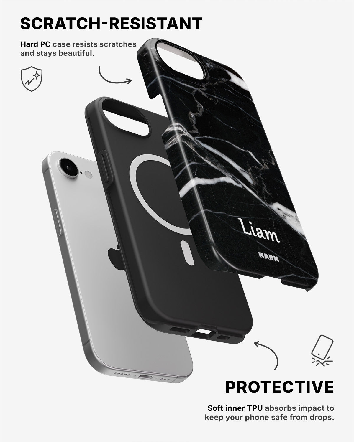 iPhone 17e Tough Case – Custom - Black Marble - View 2