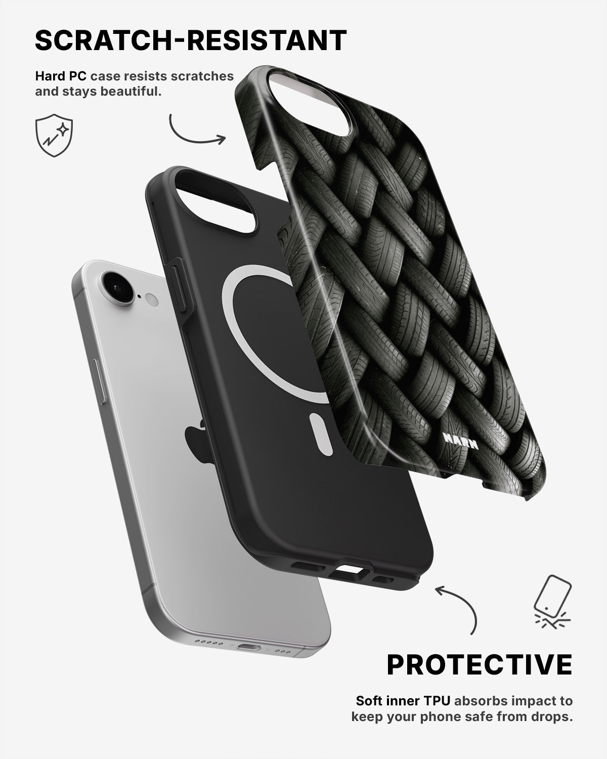 iPhone 17e Tough Case – Tires Wall - View 2